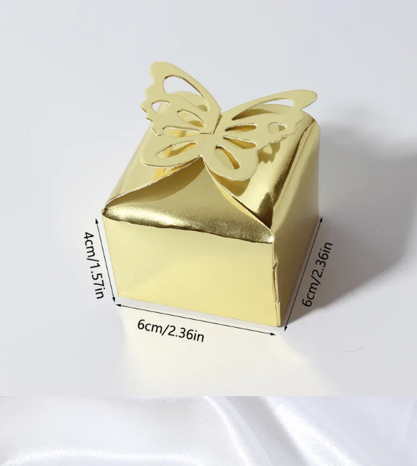 Glossy Gold Butterfly Candy Boxes