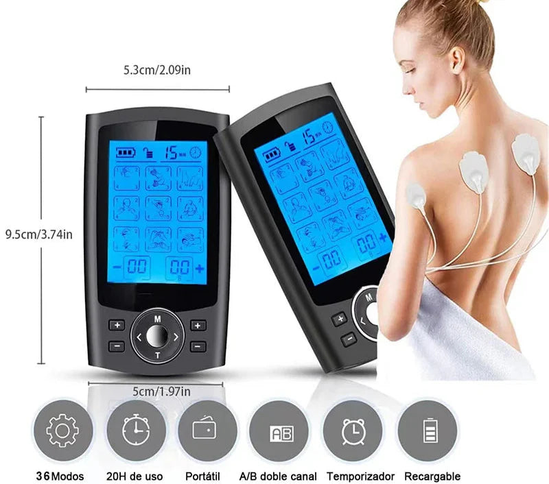 36-Mode TENS & EMS Muscle Stimulator Digital Therapy Device Black