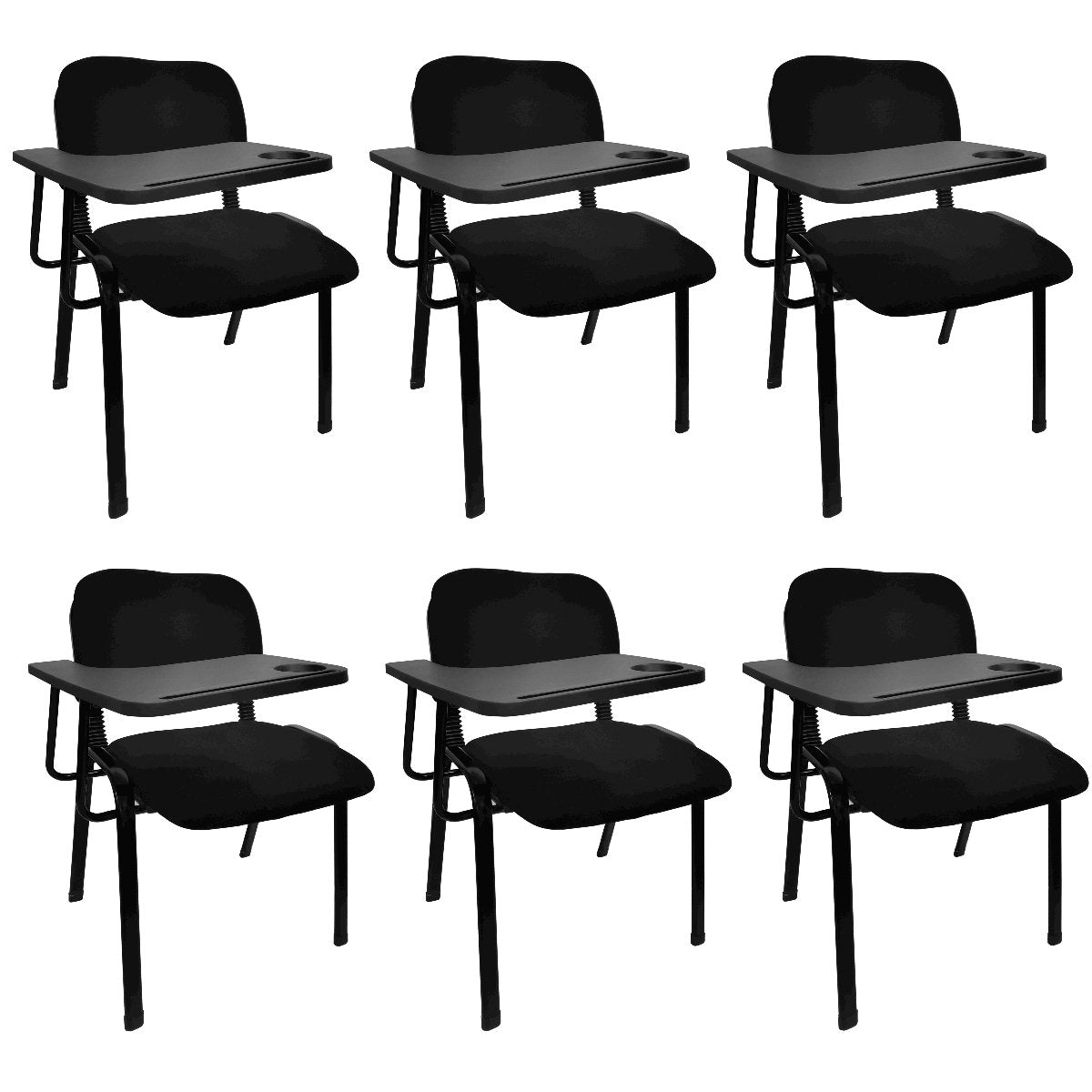Lecture Chair with Table Top for Classroom Lecture Training Conference (Set of 6-Black)
