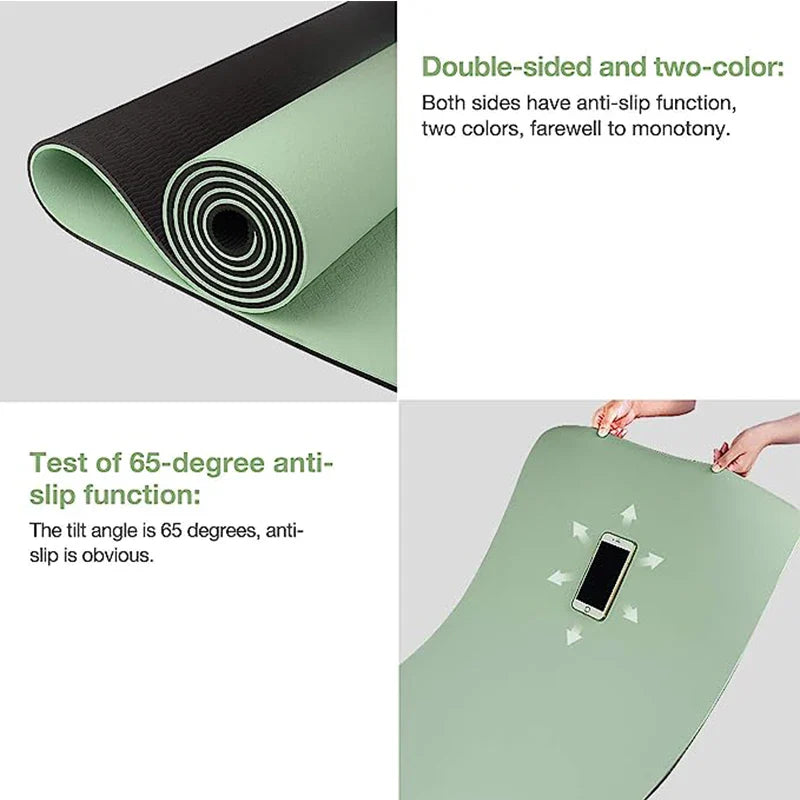 Non-Slip TPE Yoga Mat - 6mm Thick