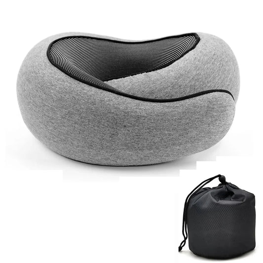 Memory Foam U Shaped Travel Neck Pillow Snail Style Dark Grey