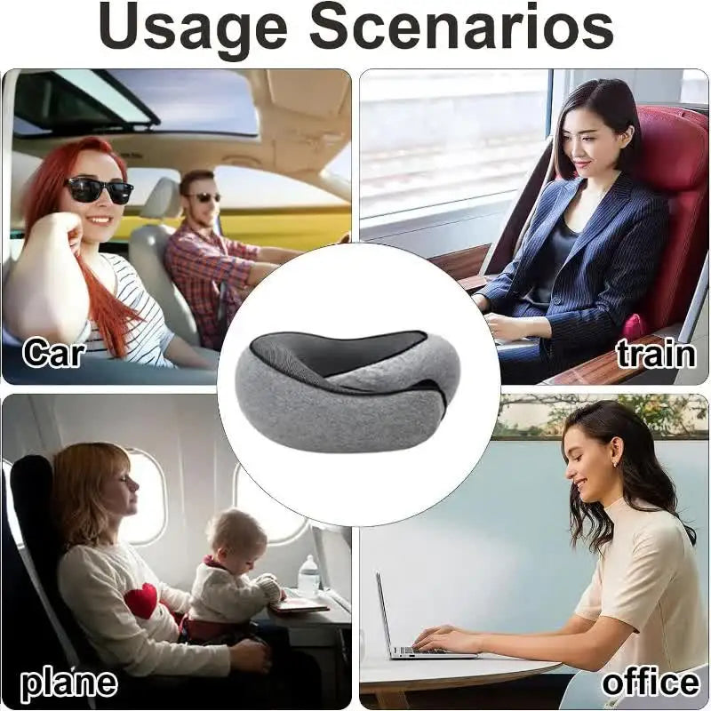 Memory Foam U Shaped Travel Neck Pillow Snail Style Dark Grey