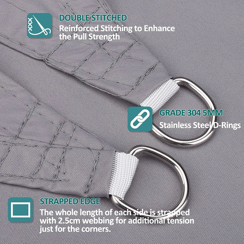 Premium Triangle Sun Shade Sail with Ropes (Grey)