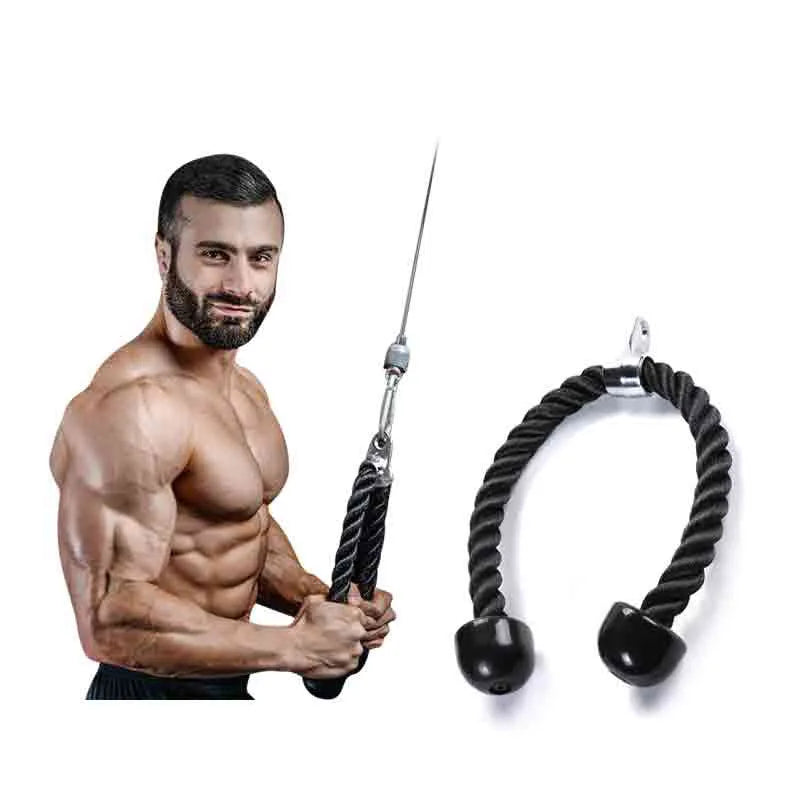 120cm Triceps Pull Down Rope Heavy Duty Cable Attachment Black