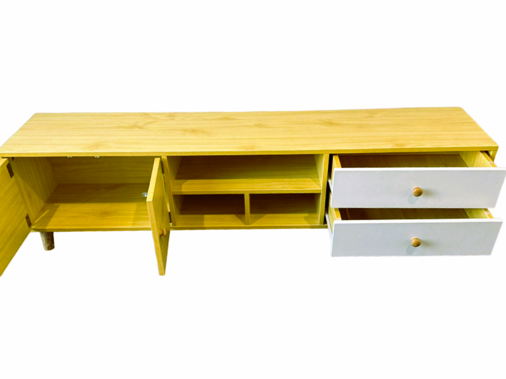 Two-Doors, Two-Drawers Wooden TV Cabinet