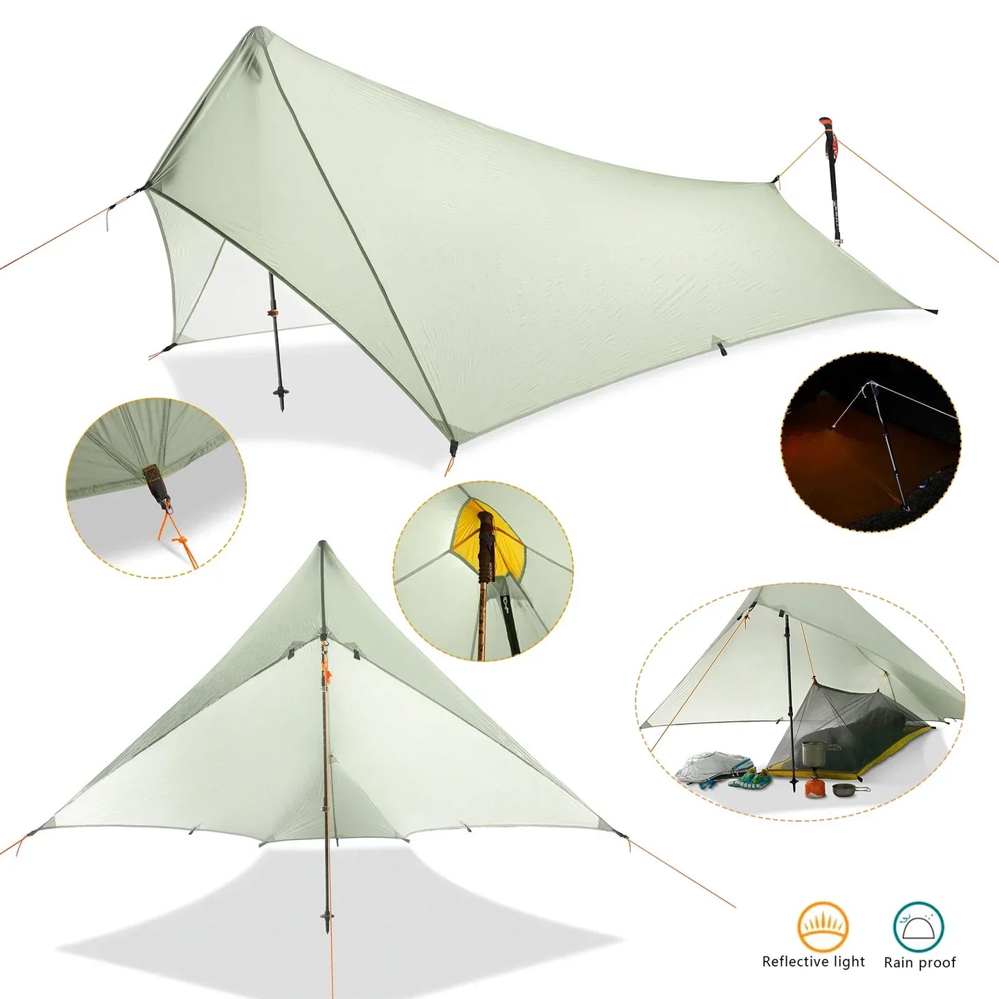 Ultralight Waterproof Flysheet Tent Shelter (Green)
