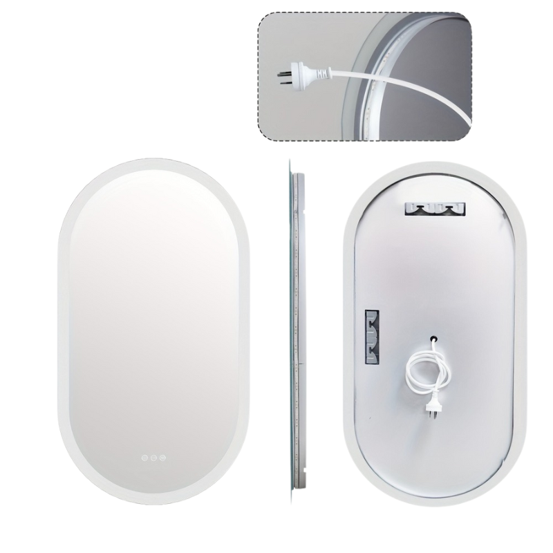 1-Piece Oval Backlit LED Bathroom Mirror with Anti-Fog