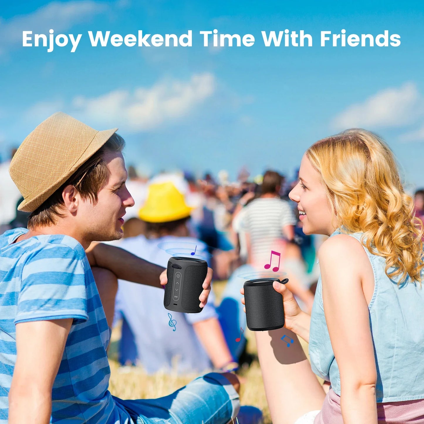 Outdoor Bluetooth Speaker Waterproof with Bass Boost (Black)