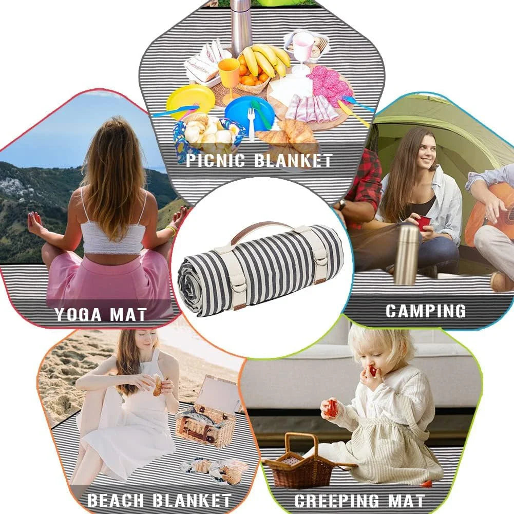 Waterproof Picnic Blanket with Carry Strap for Outdoor Activities