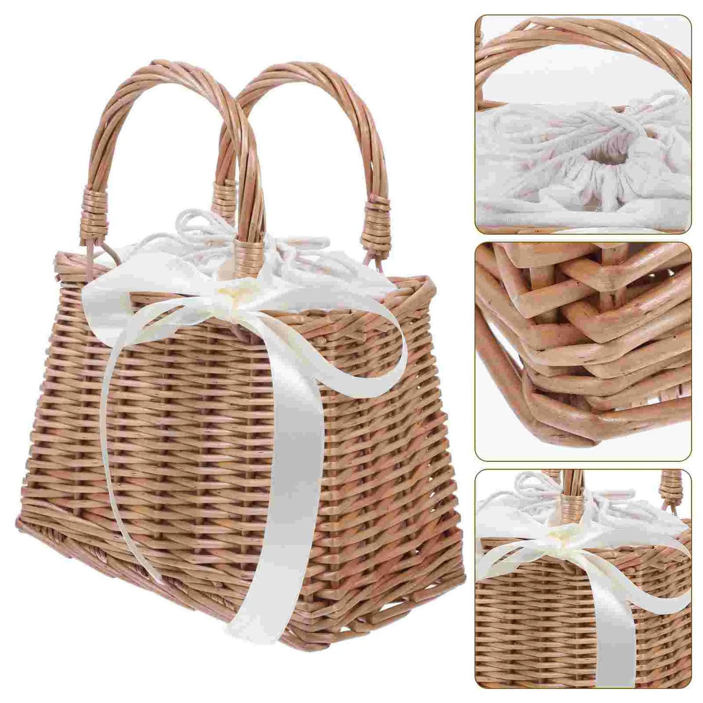 Portable Woven Delicate Rattan Flower Basket