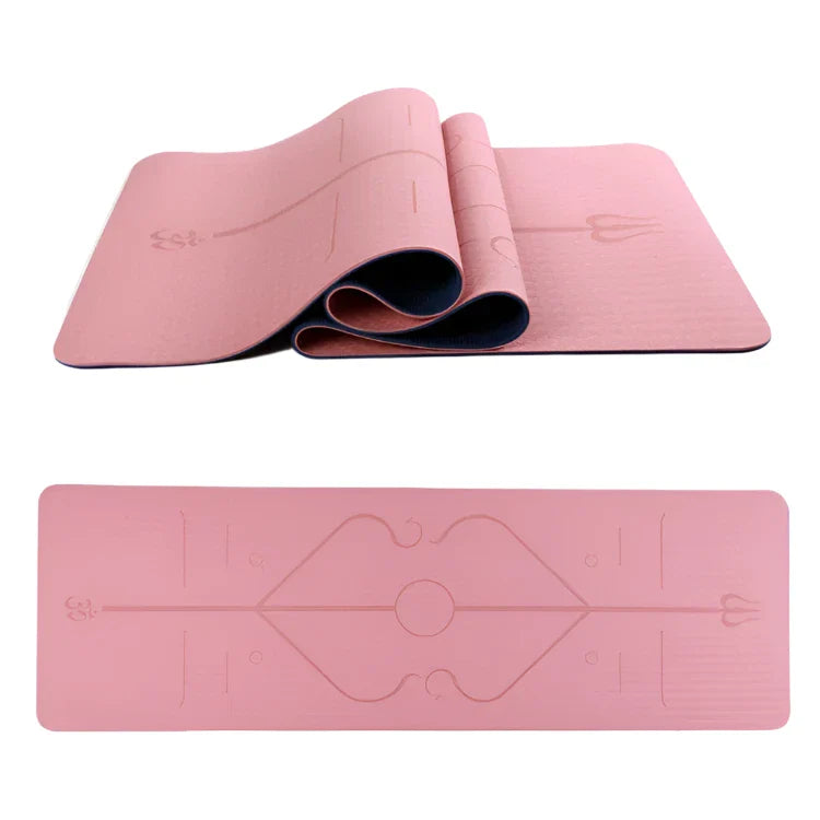TPE Yoga Mat with Posture Lines & Strap