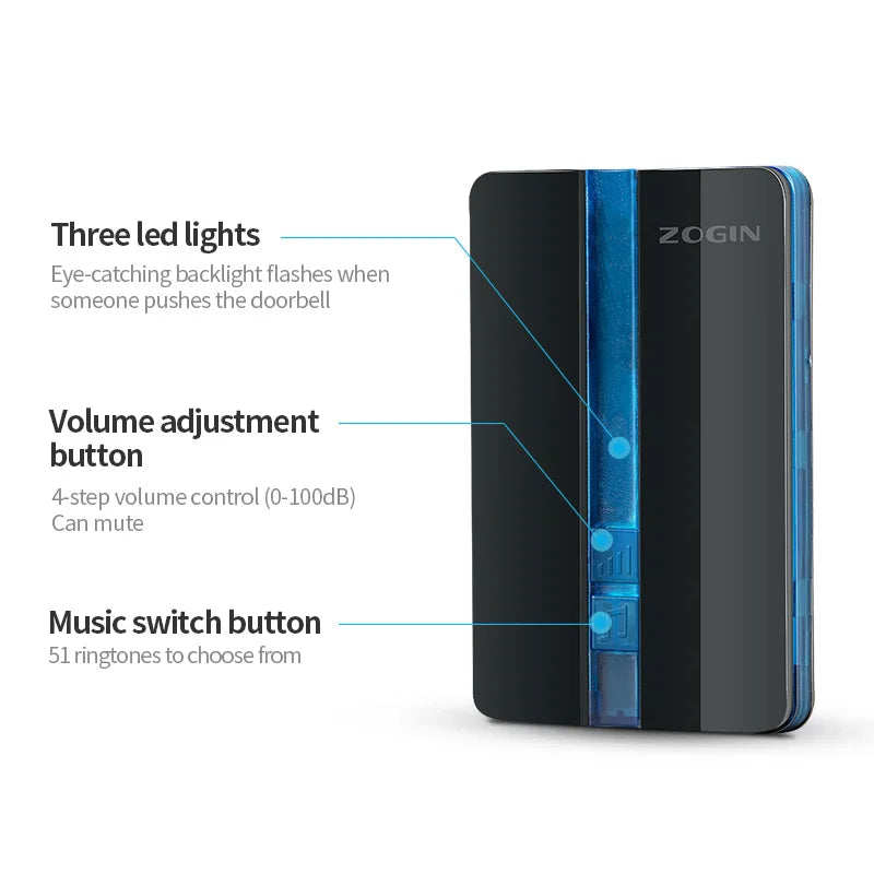 Wireless Doorbell Waterproof Self-Powered Home Set