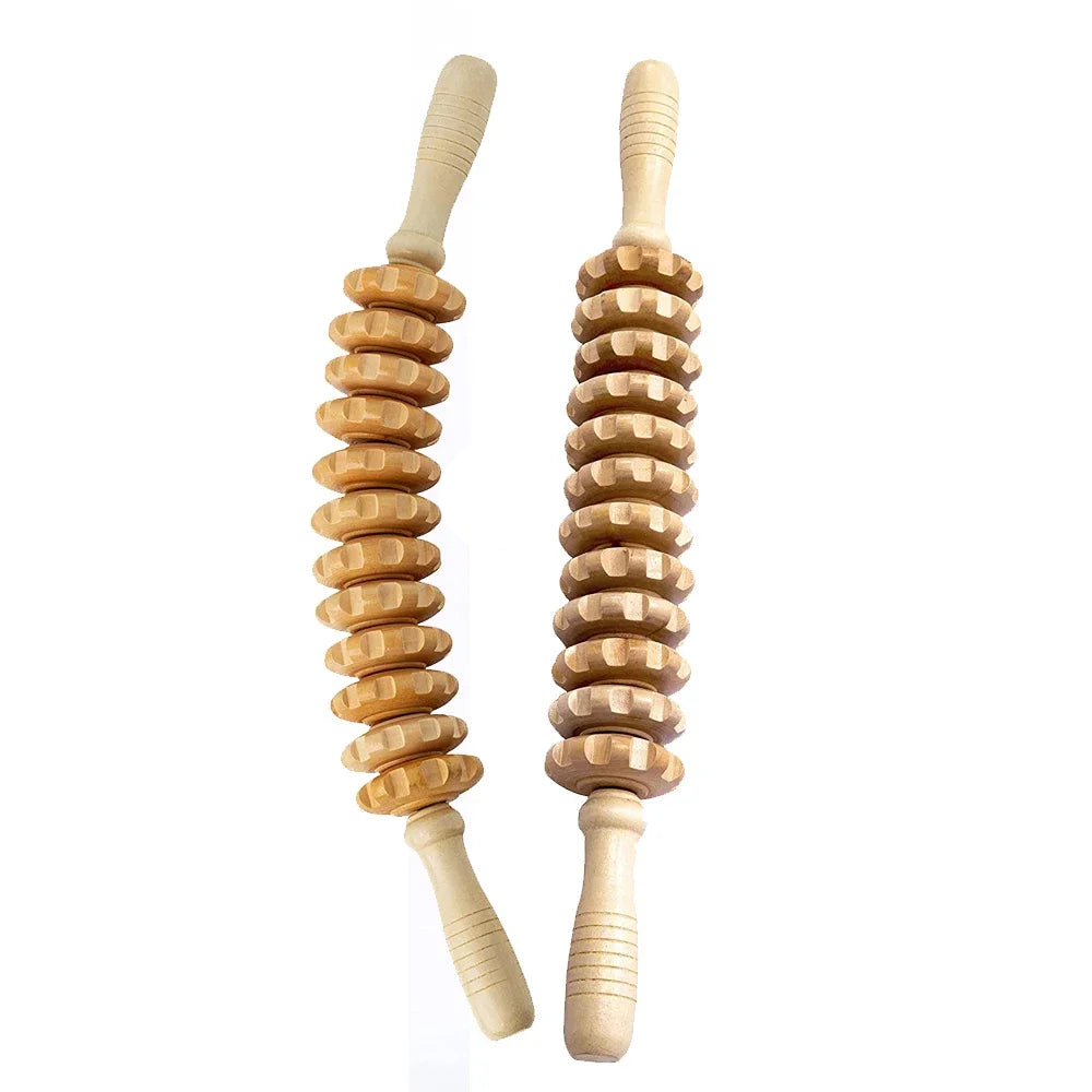 Wooden Therapy Massage Roller – 2-Piece Set