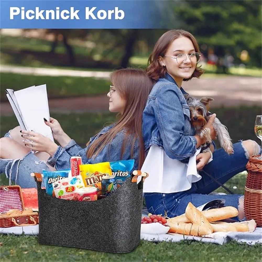 Wooden Firewood Storage Felt Basket Foldable