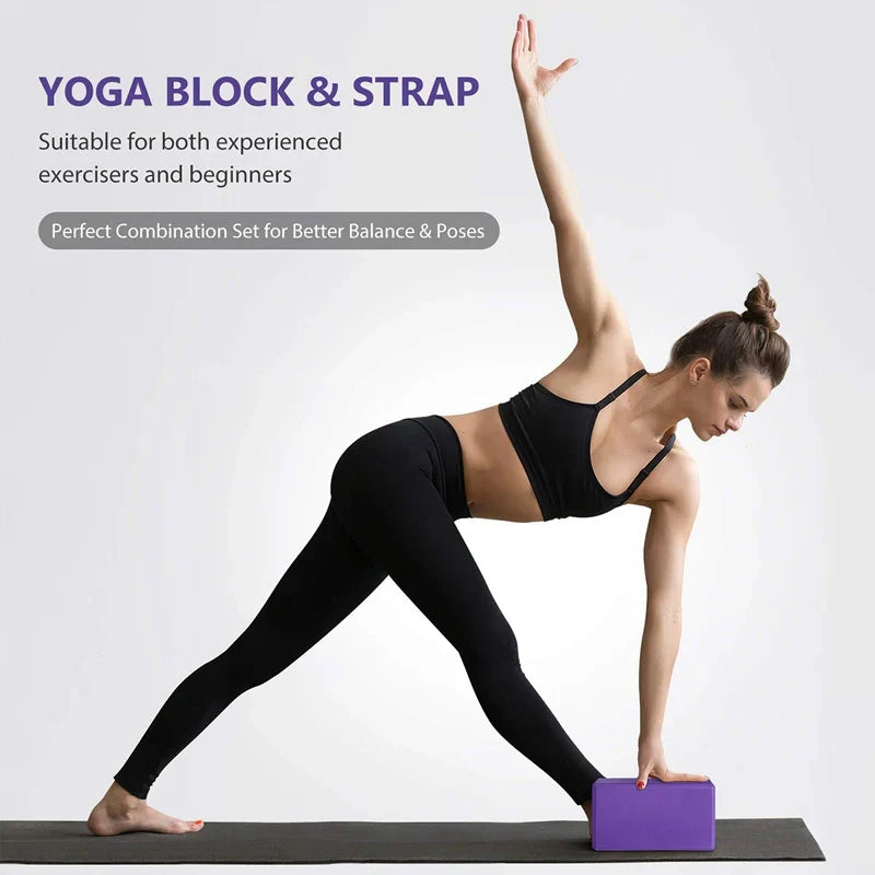 Yoga Block and Strap Set Soft Non-Slip Foam