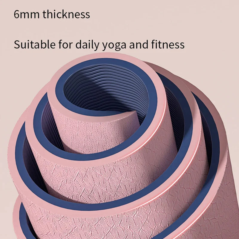 Double-Sided Non-Slip TPE Yoga Mat with Strap