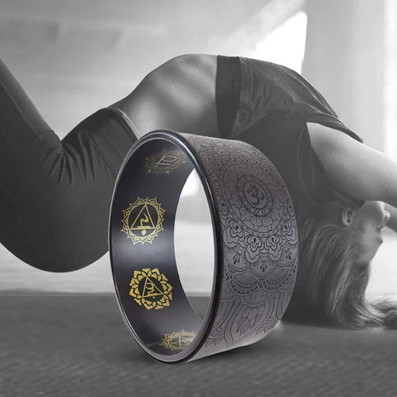 Yoga Wheel with Mandala Pattern