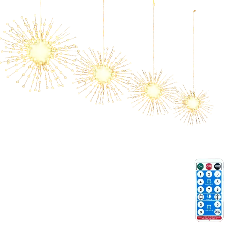 Outdoor Solar Firework Lights - 4-Pack 480 LED Starburst Hanging Lights