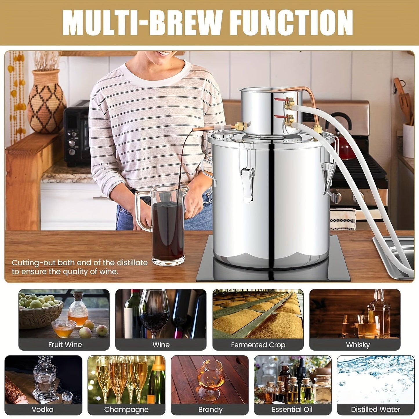 10L Copper Alcohol Still Stainless Steel Distiller