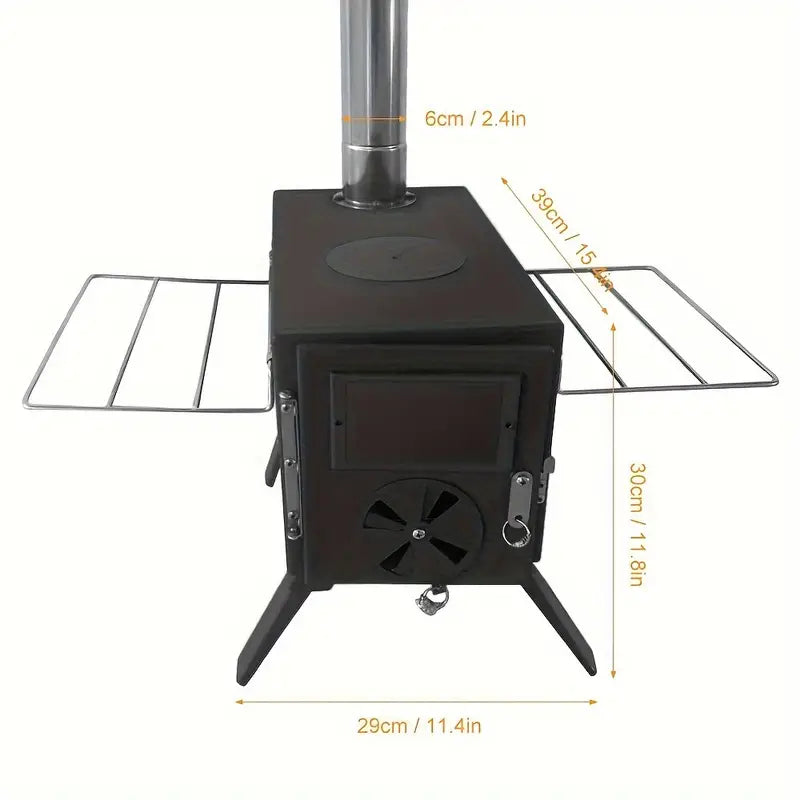 Portable Wood Burning Tent Stove - Black