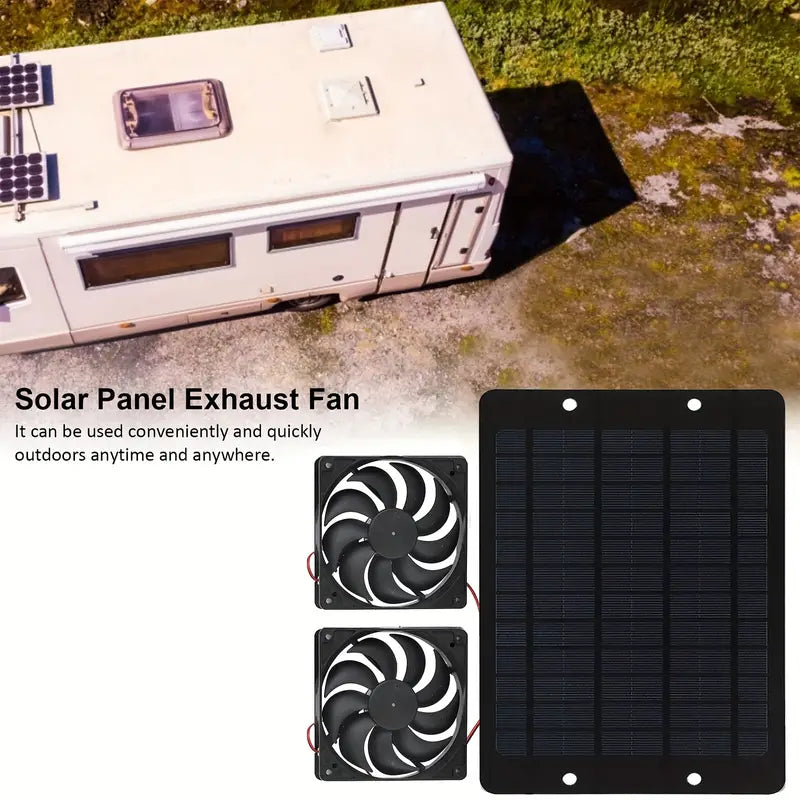 Solar-Powered Electric Ventilator - 10W/12V Dual Fan Pack