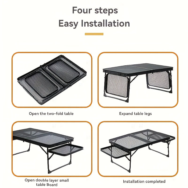 Camping Table with Extendable Wings & Mesh Top