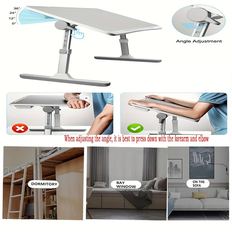 Adjustable Height Foldable Desk with Phone Slot