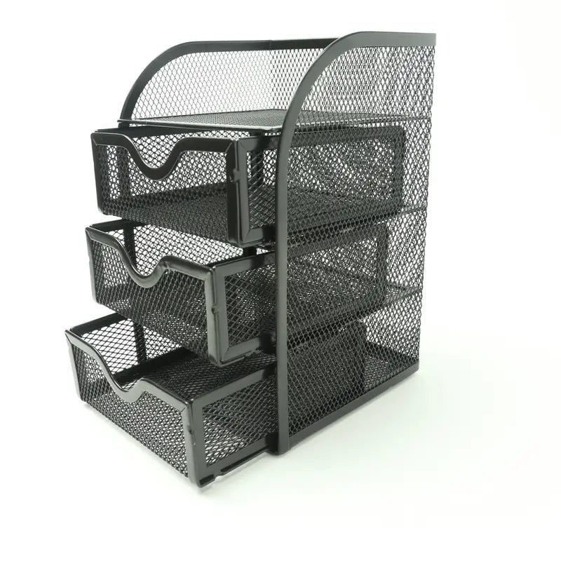 4 Tier Mesh Desk Organizer with 3 Drawers - Efficient Desk Organization
