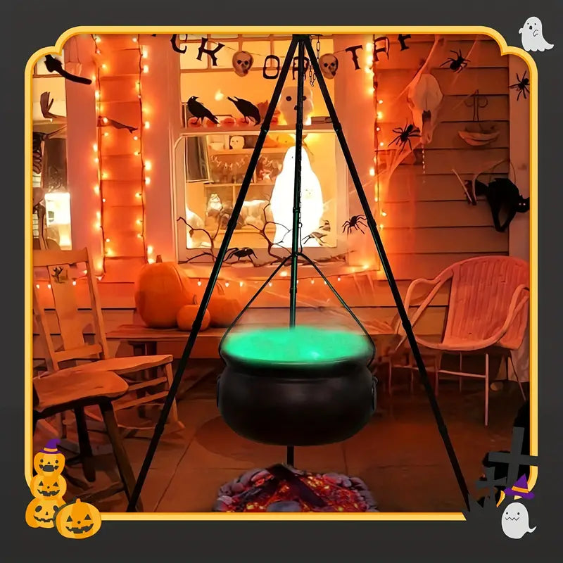Witch's Cauldron with Lights - Black Plastic Bowl