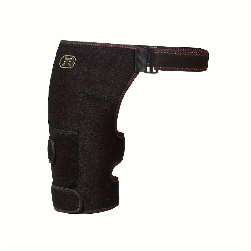 USB-Powered Heated Hip & Thigh Support Brace with Vibration Massage(Black)