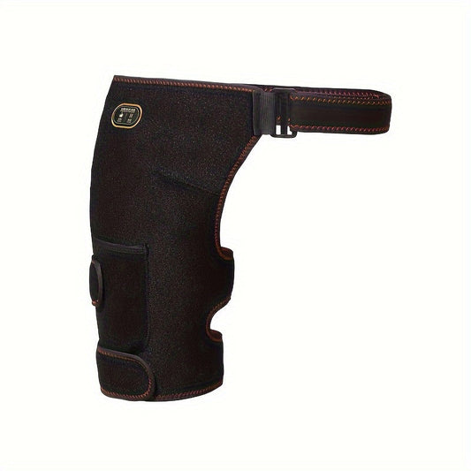 USB-Powered Heated Hip & Thigh Support Brace with Vibration Massage(Black)