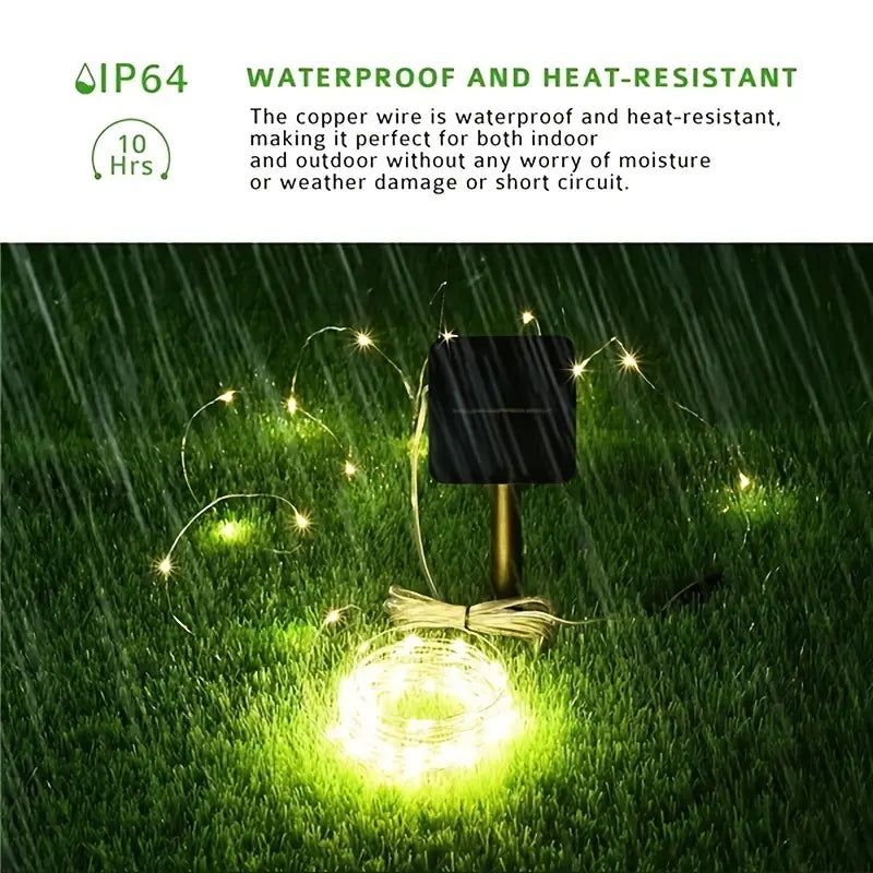 Solar-Powered Waterproof Fairy Lights - Outdoor Garden Decor with 8 Lighting Patterns
