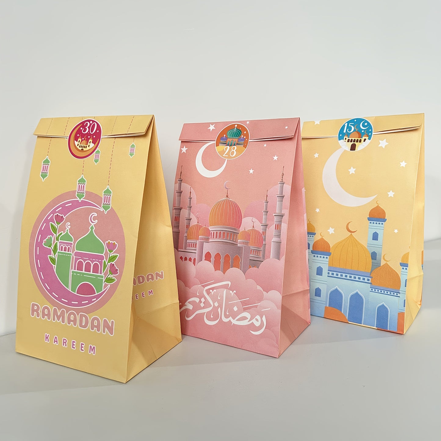 Ramadan Countdown Kraft Paper Bags Set (60 Pieces)