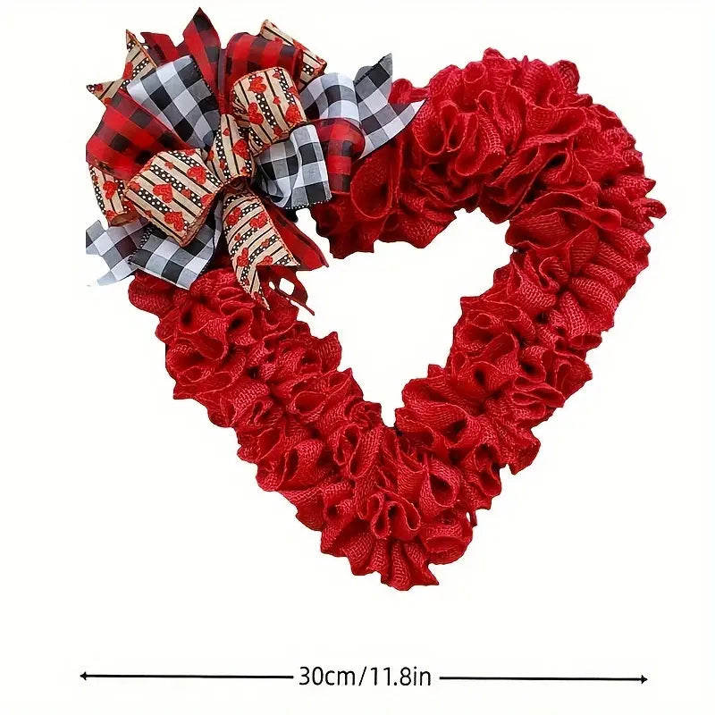 Valentine's Day Wrinkled Hemp Rope Heart-shaped Wreath
