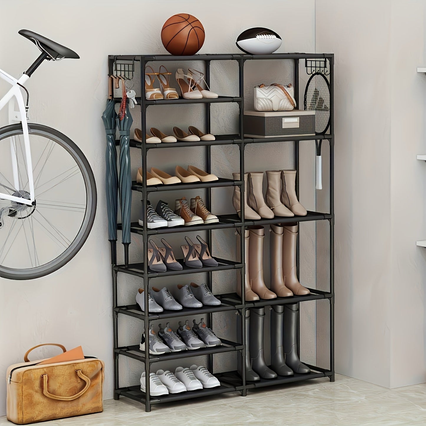 Shoe Rack with Boot Hooks Capacity (9-Tier)