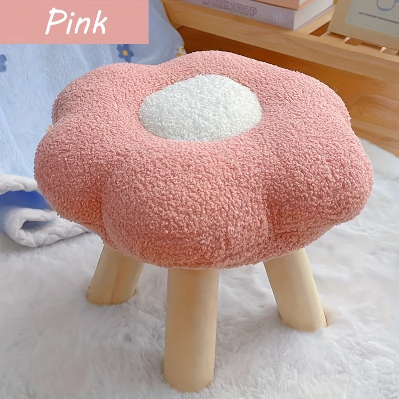 Flower-Shaped Wooden Step Stool for Home and Office
