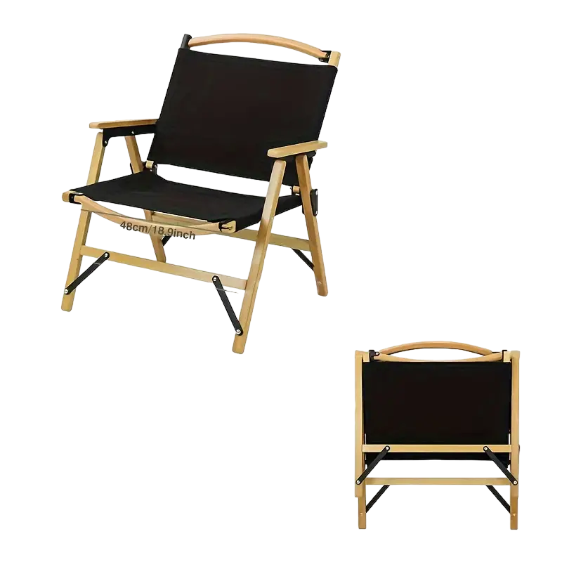 Foldable Wooden Camping Chair - Beech Black