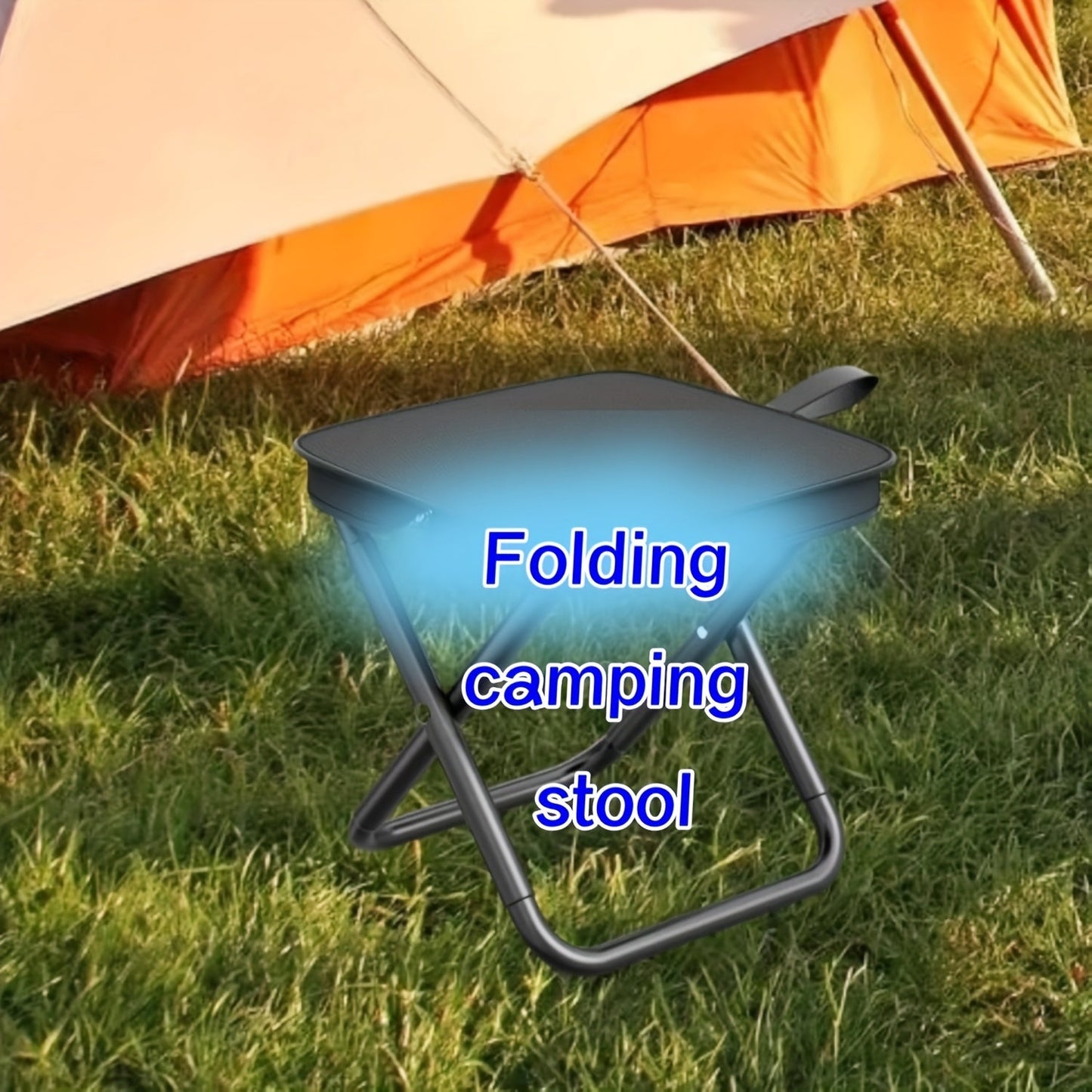 Black Portable Folding Camping Chair and Stool