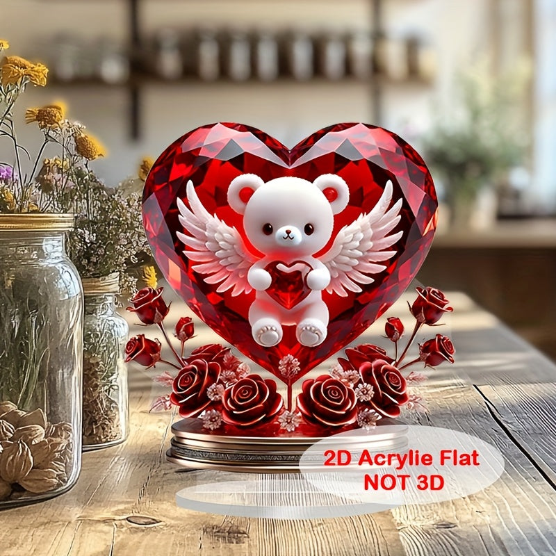 Crystal Bear Holding Heart Ornament