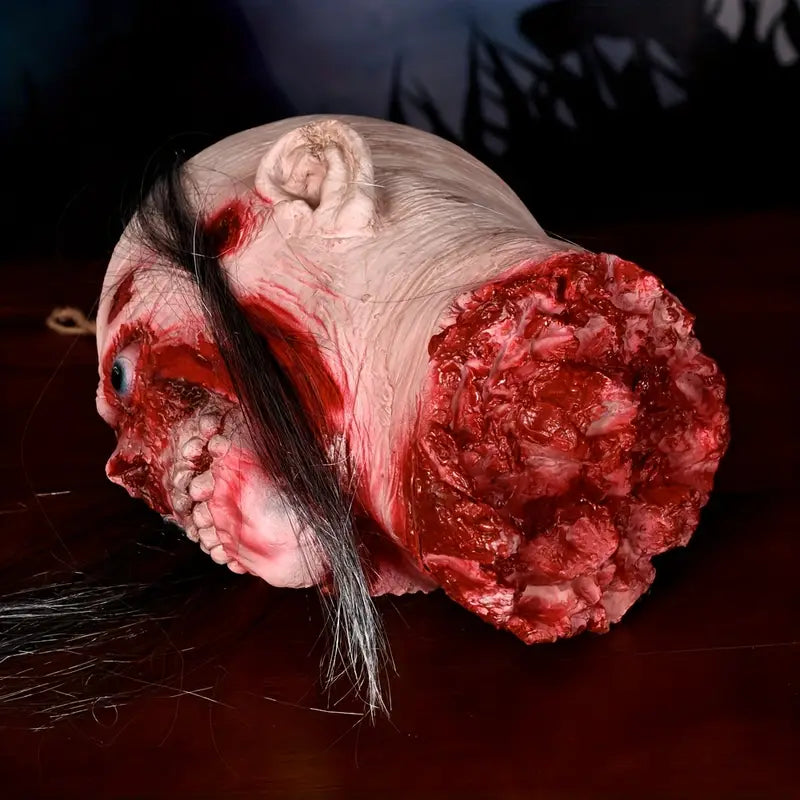 Crimson Haunting: The Ghostly Fake Man Head