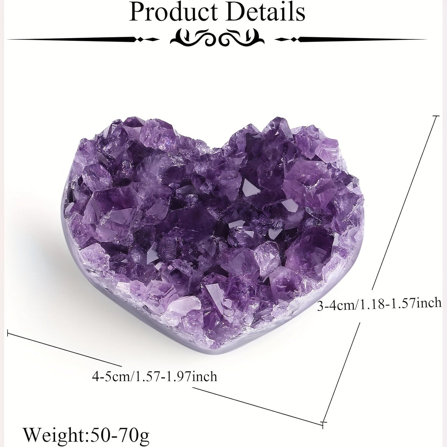 Amethyst Heart-Shaped Crystal Ornament for Home Decor & Gifts