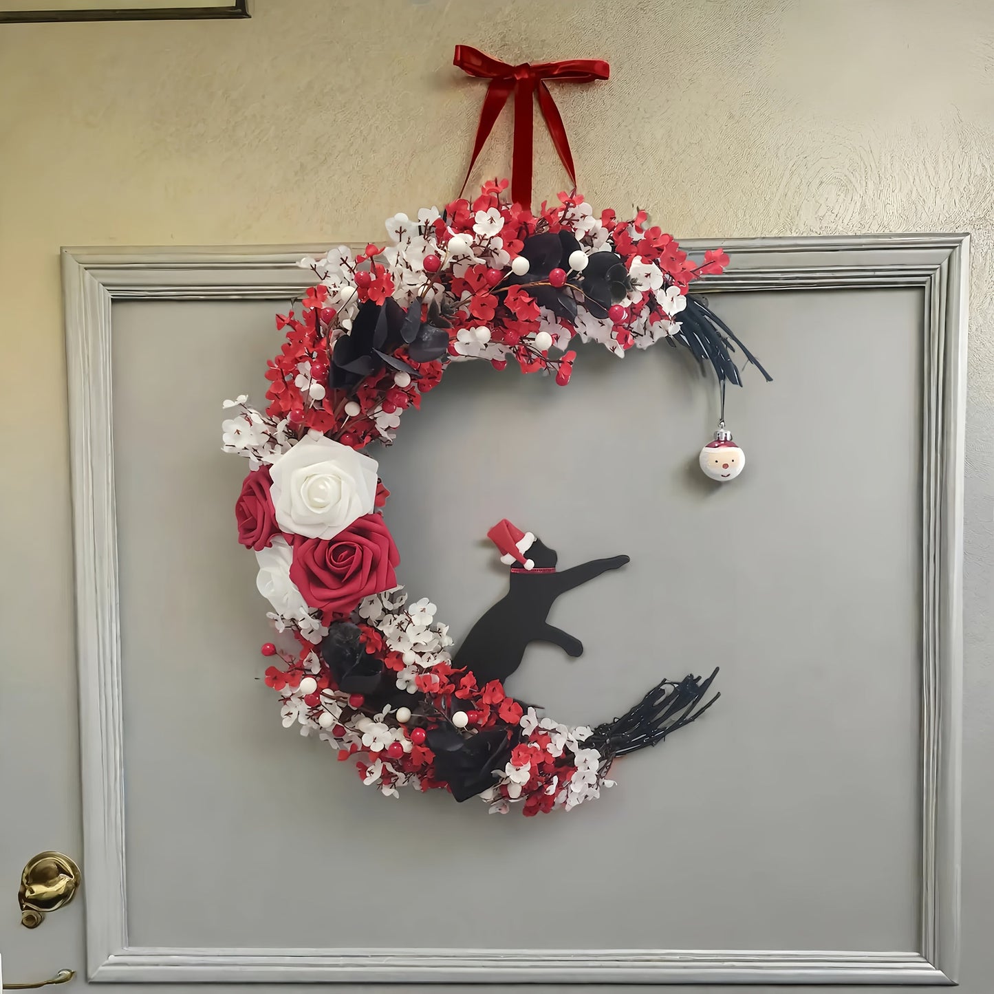 Gothic Black Cat Victorian Wreath Door Hanging