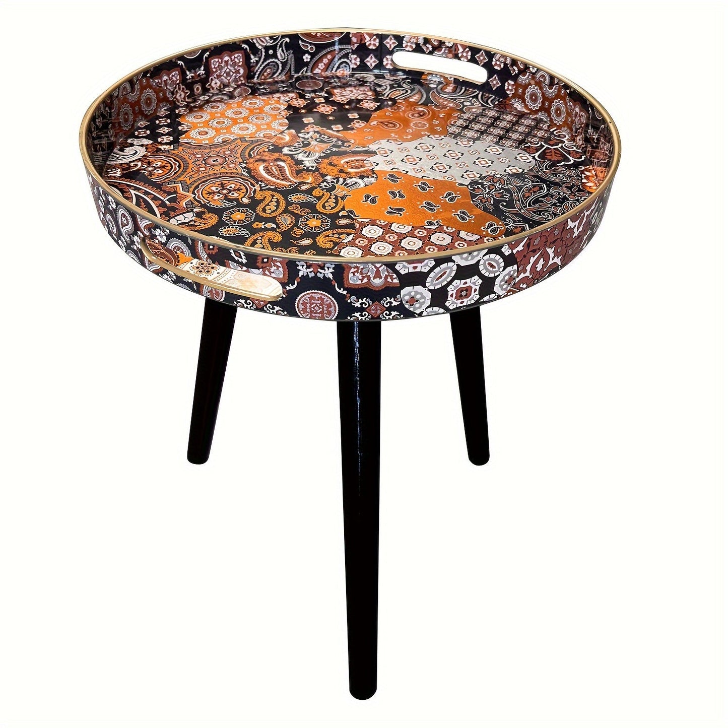 Boho-Chic Blue Coffee Table with Tray