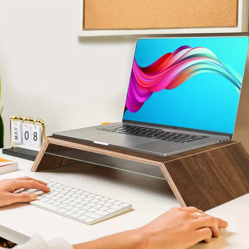 Premium Black Walnut Monitor Stand Riser with Underneath Storage