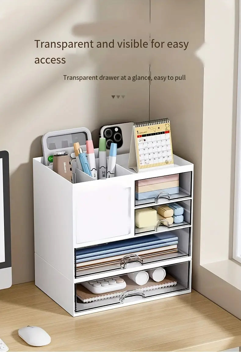 Modern White Desktop Office Desk Storage Box with Drawers - Rust Resistant