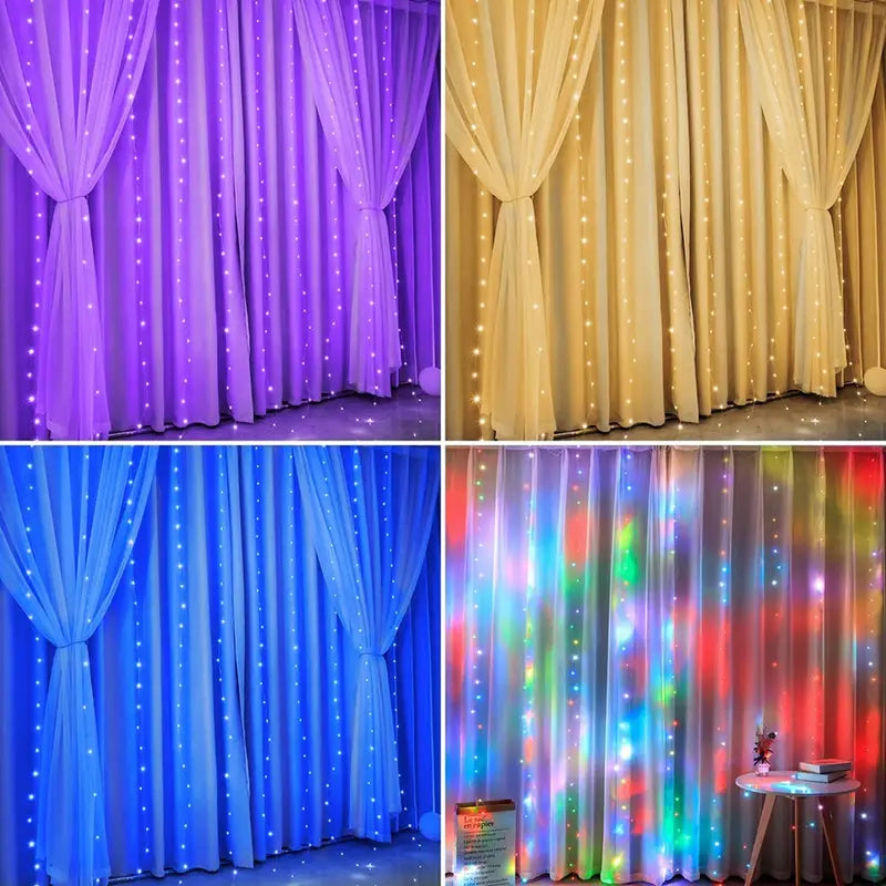 Festive Brilliance: 17-Color Christmas LED String Lights Curtain