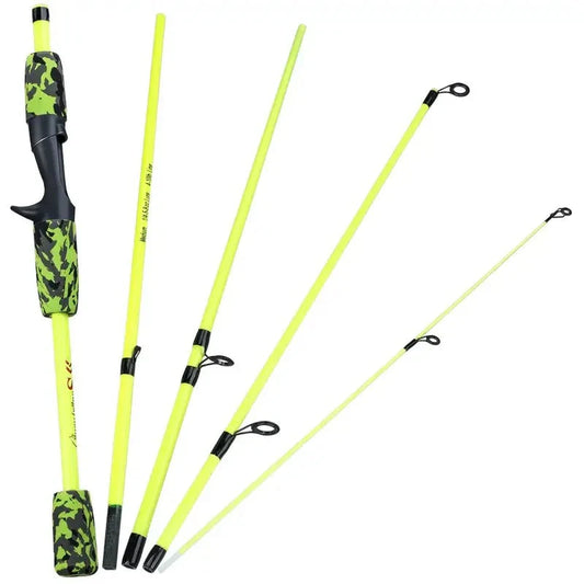 Ultralight 5-Section Travel Fishing Rod with Comfortable EVA Handle - Yellow