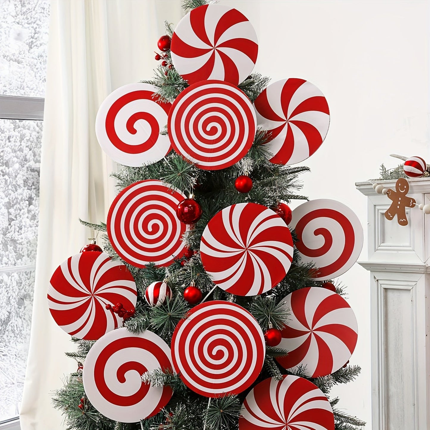 Candy Cane Swirls Christmas Tree Topper & Ornament Set