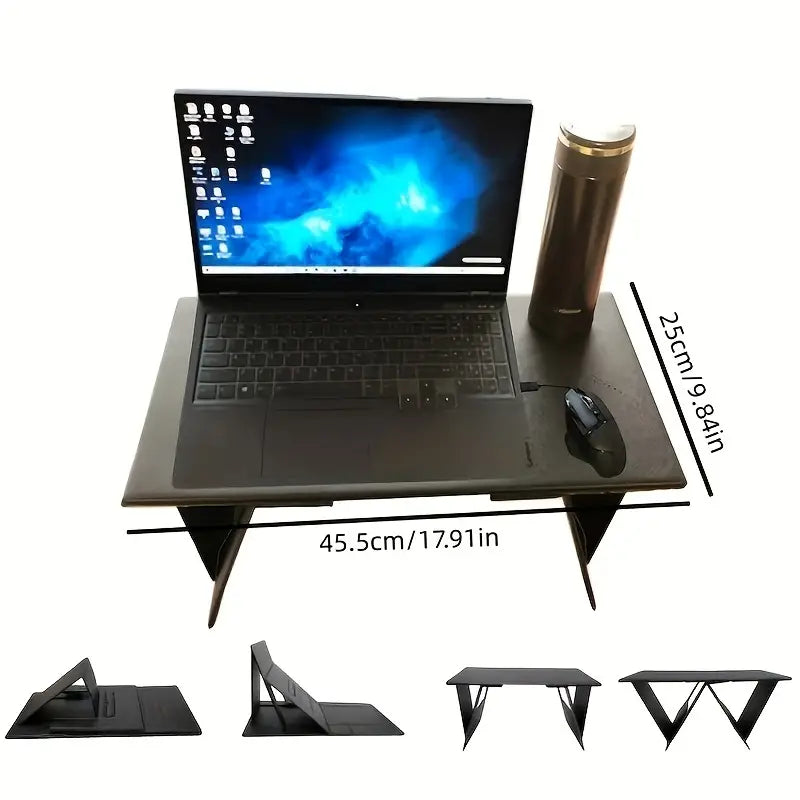 Portable Folding Student Study Table - Black PU Leather