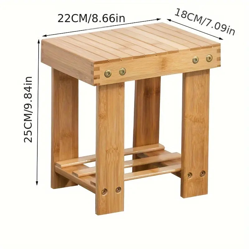 Bamboo Children's Small Stool - Square Shape, 25cm High